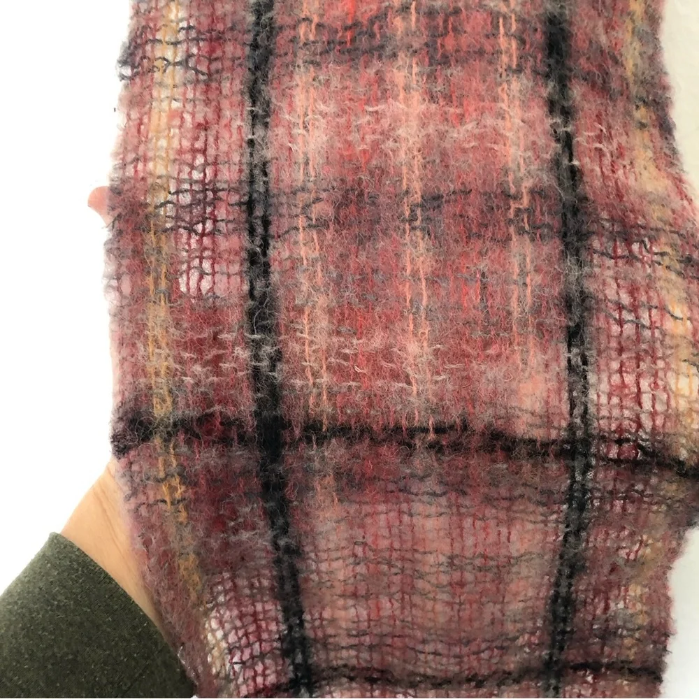 Together Crafts 100% Wool Plaid Scarf Made in Scotland in Pink Blue Black